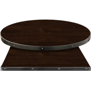 Fortress table tops wood veneer with dark walnut stain