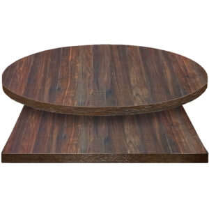 Backwoods table tops Roble laminate with American Walnut edge stain