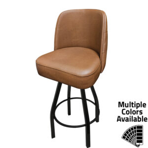 SL8036 Tufted Back Bucket Barstool with Counter Height Black Swivel Frame