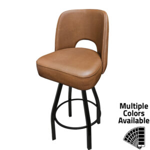 SL9036 Cutout Back Bucket Barstool with Counter Height Black Swivel Frame