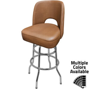 SL9134 Cutout Back Bucket Barstool with Double Rung Chrome Swivel Frame