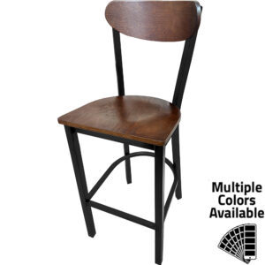 BM-262 Kidney Wood Back Barstool with Black Frame