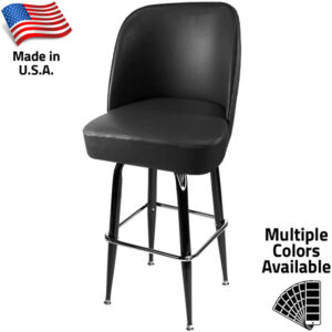SL3133 American Made Bucket Barstool with Gloss Black Square Swivel Frame